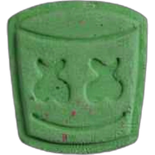 Tableta Marshmello Apple — MDMA (207mg); Amphetamine (2mg) — Biel, Švýcarsko