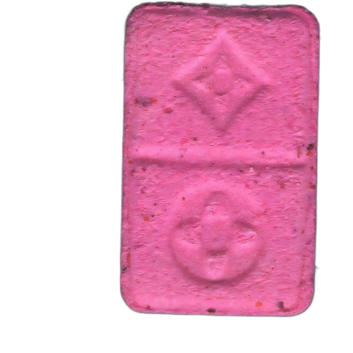 Louis Vuitton pill — MDMA (3mg); Caffeine (29mg); Synthesis impurity — Madrid, Spain