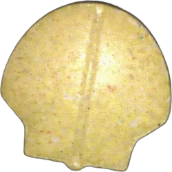 Yellow Shell ecstasy pill (XTC) — MDMA 106mg; Caffeine 2mg; Caffeine 4mg; Caffeine 3mg; Caffeine 10mg — Vienna, Austria