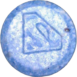 Blue Superman ecstasy pill (XTC) — MDMA 185mg — Vienna, Austria