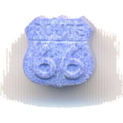 Blue Ruta 66 ecstasy pill (XTC) — MDMA 134mg — Barcelona, Spain