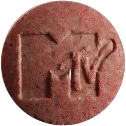 Red MTV ecstasy pill (XTC) — MDMA 121mg — Zürich, Switzerland