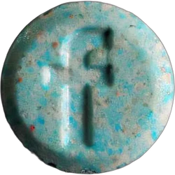 Blue Facebook ecstasy pill (XTC) — Caffeine 129mg; MDMA 101mg — Bern, Switzerland