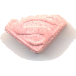 Pink Superman ecstasy pill (XTC) — MDMA 103mg — Murcia, Spain