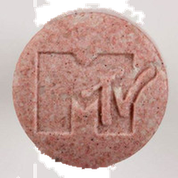 Pink MTV ecstasy pill (XTC) — MDMA 135mg — Zürich, Switzerland
