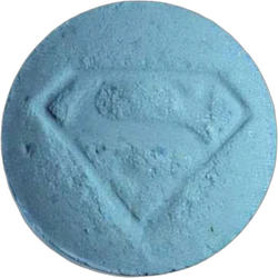 Blue Superman ecstasy pill (XTC) — MDMA 147mg — Zürich, Switzerland