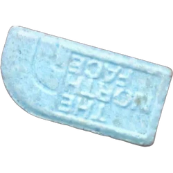 Blue The_northface ecstasy pill (XTC) — MDMA 147mg — Barcelona, Spain