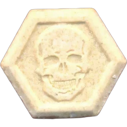 White Skull ecstasy pill (XTC) — MDMA 279mg — Barcelona, Spain