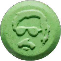Green Pablo Escobar ecstasy pill (XTC) — MDMA 146mg — Bern, Switzerland