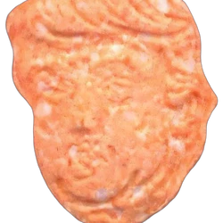 Orange Trump ecstasy pill (XTC) — MDMA 220mg — Barcelona, Spain