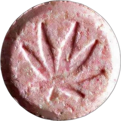 Pink Hemp_leaf ecstasy pill (XTC) — MDMA 135mg — Bern, Switzerland