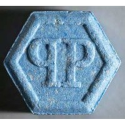 Blue Philipp Plein ecstasy pill (XTC) — MDMA 128mg — Bern, Switzerland