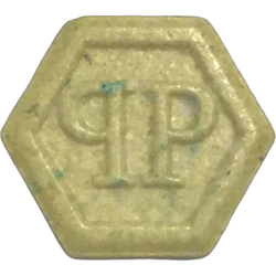 Yellow Philipp Plein ecstasy pill (XTC) — MDMA 241mg — Tarragona, Spain