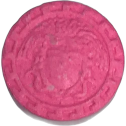 Pink Versace ecstasy pill (XTC) — MDMA 97mg — Barcelona, Spain