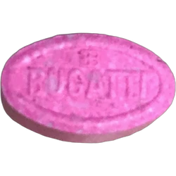 Pink Bugatti ecstasy pill (XTC) — MDMA 193mg — Barcelona, Spain