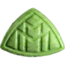 Green Maybach ecstasy pill (XTC) — MDMA 127mg — Bern, Switzerland