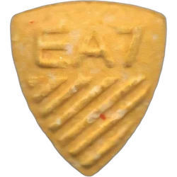 Yellow Ea7 ecstasy pill (XTC) — MDMA 215mg — Málaga, Spain