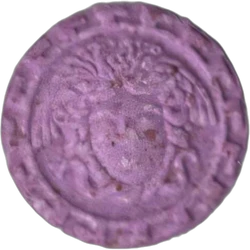 Purple Versace ecstasy pill (XTC) — MDMA 138mg — Barcelona, Spain