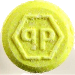Yellow Philipp Plein ecstasy pill (XTC) — MDMA 181mg — Zürich, Switzerland