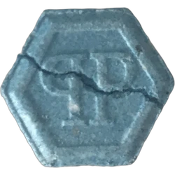 Blue Philipp Plein ecstasy pill (XTC) — MDMA 204mg — Asturias, Spain
