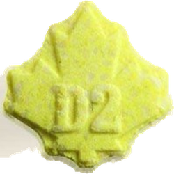 Yellow Hemp_leaf ecstasy pill (XTC) — MDMA 127mg — Zürich, Switzerland