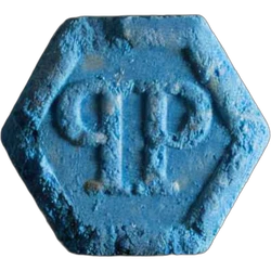 Blue Philipp Plein ecstasy pill (XTC) — MDMA 146mg — Bern, Switzerland