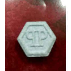 Grey Philipp Plein ecstasy pill (XTC) — MDMA 146mg — Madrid, Spain