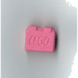 Pink Lego ecstasy pill (XTC) — MDMA 169mg — Baleares, Spain