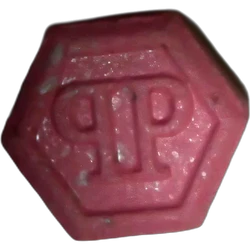 Pink Philipp Plein ecstasy pill (XTC) — MDMA 175mg — Madrid, Spain