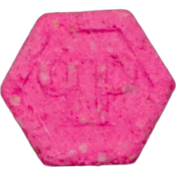 Pink Philipp Plein ecstasy pill (XTC) — MDMA 188mg — Madrid, Spain