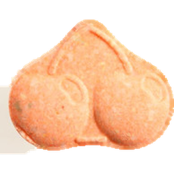 Orange Cherry ecstasy pill (XTC) — MDMA 138mg; Unidentified — Zürich, Switzerland