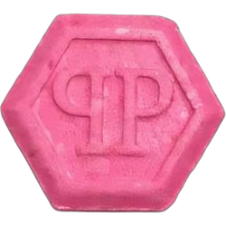 Pink Philipp Plein ecstasy pill (XTC) — MDMA 197mg — Barcelona, Spain