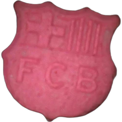 Pink Barca ecstasy pill (XTC) — MDMA 138mg — Madrid, Spain