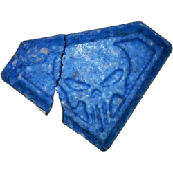 Blue Punisher ecstasy pill (XTC) — MDMA 221mg — Madrid, Spain