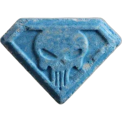 Blue Punisher ecstasy pill (XTC) — MDMA 274mg — Zürich, Switzerland