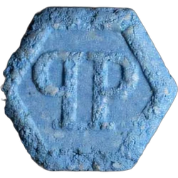 Blue Philipp Plein ecstasy pill (XTC) — MDMA 147mg — Bern, Switzerland