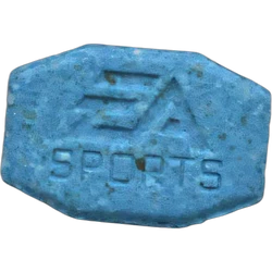 Blue Ea Sports ecstasy pill (XTC) — MDMA 117mg — León, Spain
