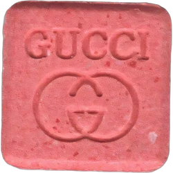 Red Gucci ecstasy pill (XTC) — MDMA 208mg — Barcelona, Spain