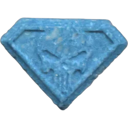 Blue Punisher ecstasy pill (XTC) — MDMA 235mg — Barcelona, Spain