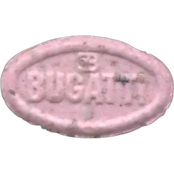 Pink Bugatti ecstasy pill (XTC) — MDMA 219mg — Barcelona, Spain