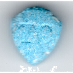 Blue XTC ecstasy pill (XTC) — MDMA 207mg — Barcelona, Spain