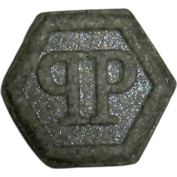 Grey Philipp Plein ecstasy pill (XTC) — MDMA 228mg — Madrid, Spain