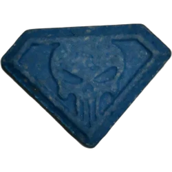 Blue Punisher ecstasy pill (XTC) — MDMA 207mg — Madrid, Spain