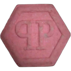 Pink Philipp Plein ecstasy pill (XTC) — MDMA 198mg — Madrid, Spain