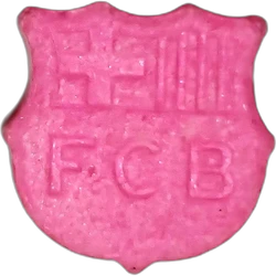 Pink Barca ecstasy pill (XTC) — MDMA — Madrid, Spain
