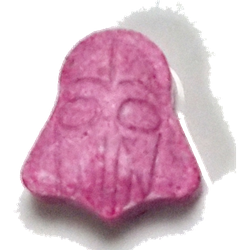 Pink Darth Vader ecstasy pill (XTC) — MDMA 197mg — Madrid, Spain