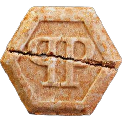 Orange Philipp Plein ecstasy pill (XTC) — MDMA 187mg — Geneva, Switzerland
