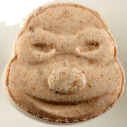 Brown Ninja Turtle ecstasy pill (XTC) — MDMA 129mg — Zürich, Switzerland
