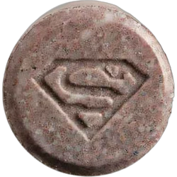 Brown Superman ecstasy pill (XTC) — MDMA 201mg — Zürich, Switzerland