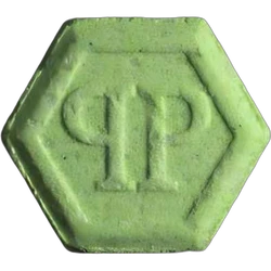 Green Philipp Plein ecstasy pill (XTC) — MDMA 181mg — Zürich, Switzerland